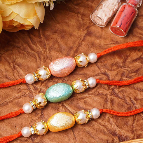 Statement Pearl Rakhi Set of 3 - Uncommongifts.in