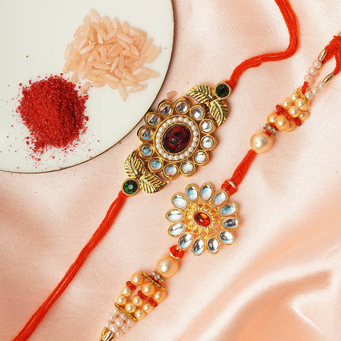 Leafy Flower Rakhi Set of 2 - Uncommongifts.in