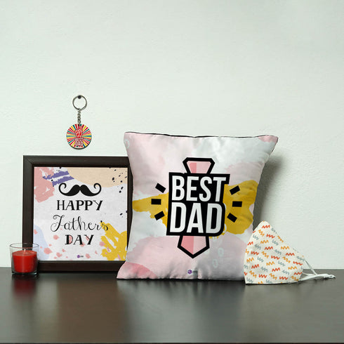 Frame, Keychain, Face Mask, Cushion and Scented Candle Father's Day Gift Combo - Uncommongifts.in