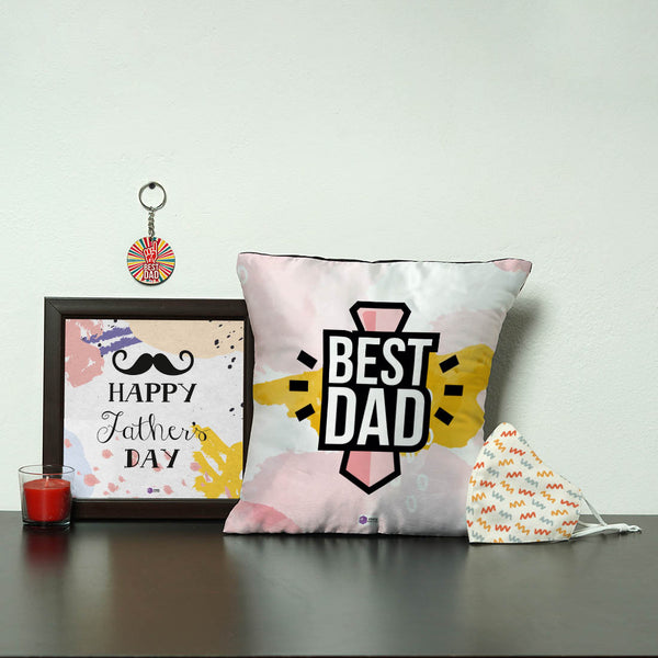 Frame, Keychain, Face Mask, Cushion and Scented Candle Father's Day Gift Combo - Uncommongifts.in