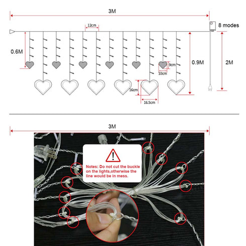 Heart Curtain Led Lights - Uncommongifts.in
