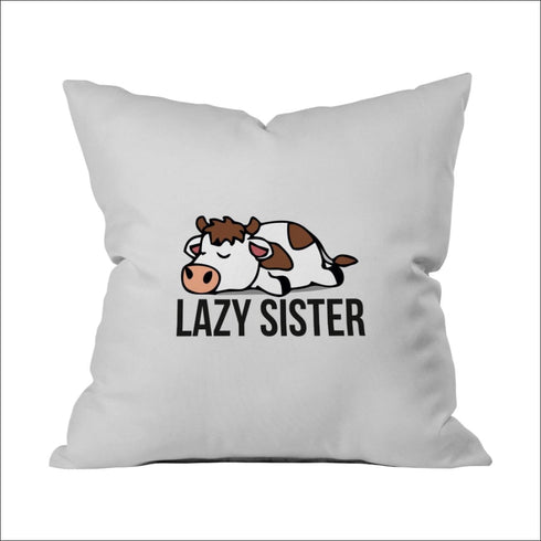 Lazy sister white cushion and mug combo gift set - Uncommongifts.in