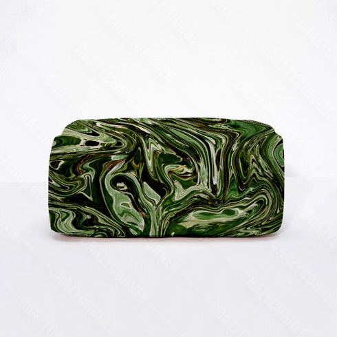 Green Fluid Printed Portable Cosmetic Pouches For Women/Girls - Uncommongifts.in
