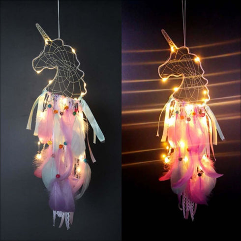 Magical unicorn dream catcher with lights - Uncommongifts.in