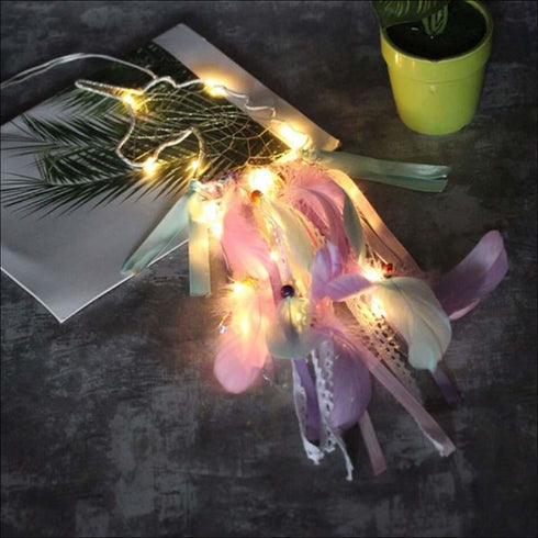 Magical unicorn dream catcher with lights - Uncommongifts.in
