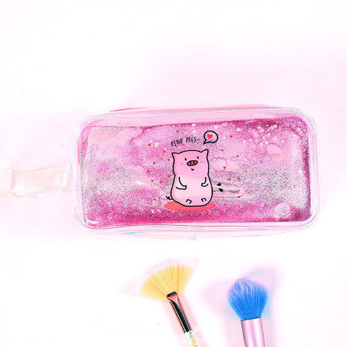 Pink Glitter Stationery Pouch - Uncommongifts.in