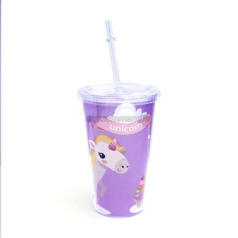 Purple Unicorn Glass Sipper - Uncommongifts.in