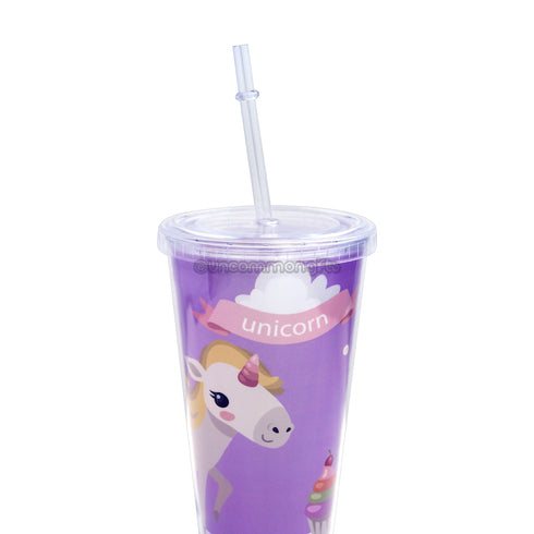 Purple Unicorn Glass Sipper - Uncommongifts.in