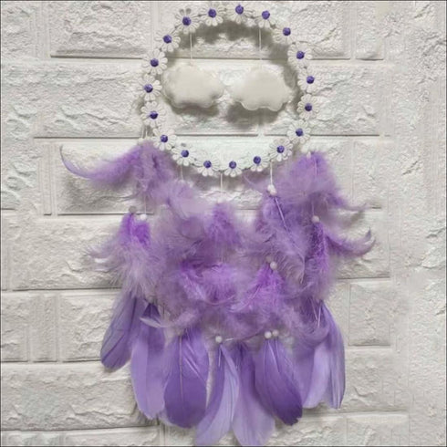Purple feather led light dreamcatcher - Uncommongifts.in
