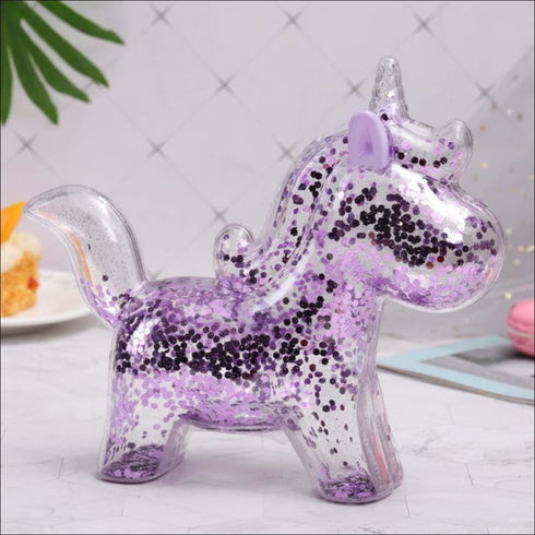 Purple glitter unicorn piggy bank - Uncommongifts.in