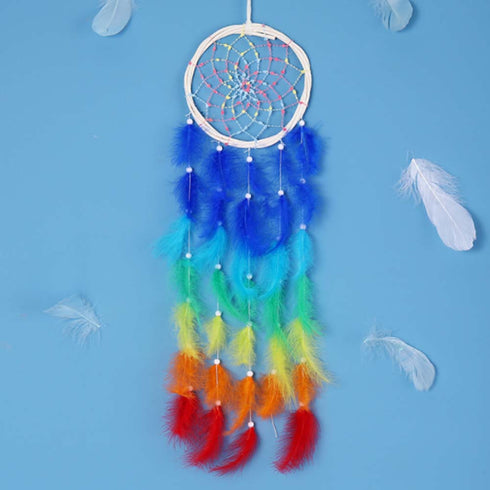 Rainbow Feathers LED Dreamcatcher - Uncommongifts.in