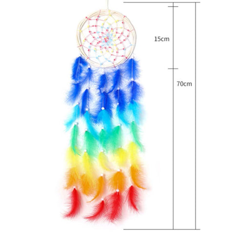 Rainbow Feathers LED Dreamcatcher - Uncommongifts.in