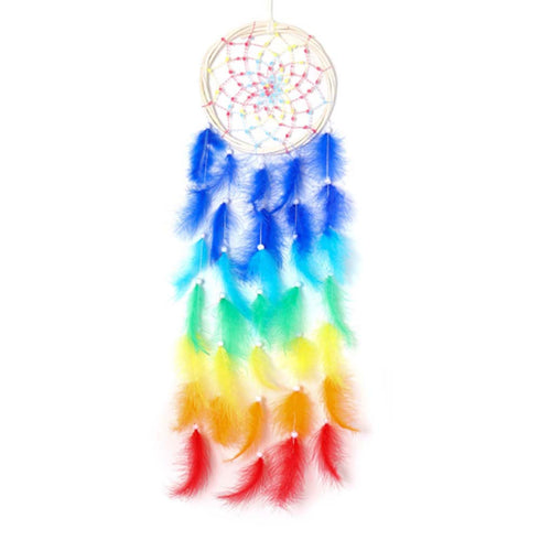 Rainbow Feathers LED Dreamcatcher - Uncommongifts.in