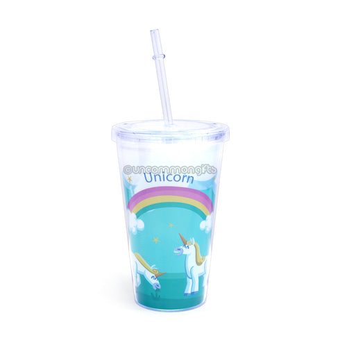 Rainbow Unicorn Glass Sipper - Uncommongifts.in