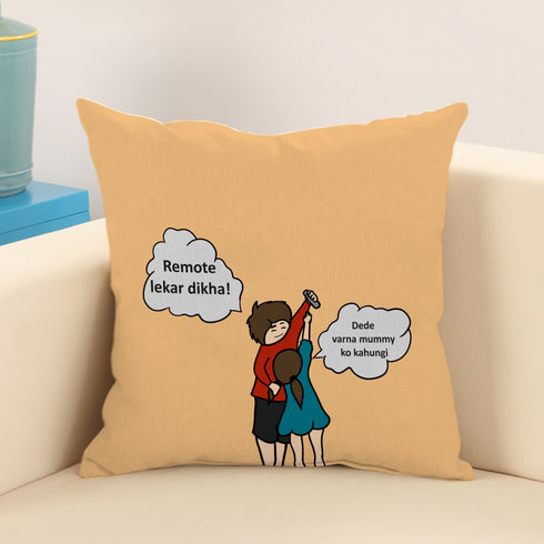 Remote fight cushion and mug combo gift set - Uncommongifts.in