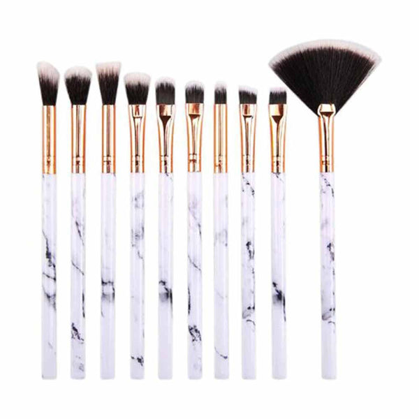 Stone Violet-White 10 Pcs Makeup Brush Set - Uncommongifts.in