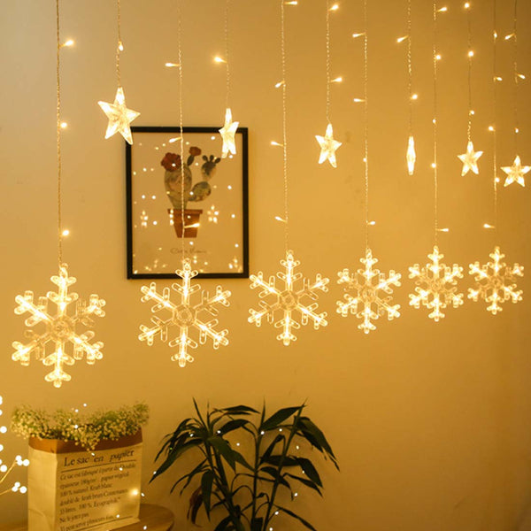 SnowFlake Curtain Christmas lights - Uncommongifts.in