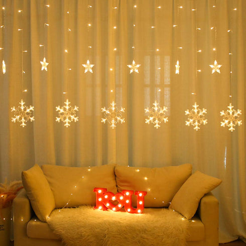 SnowFlake Curtain Christmas lights - Uncommongifts.in