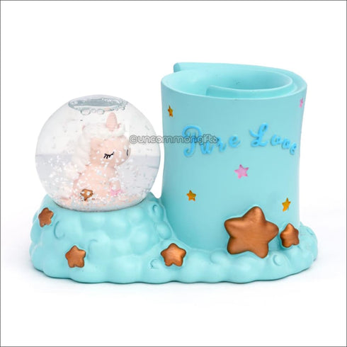 Snowball led unicorn pen stand - Uncommongifts.in