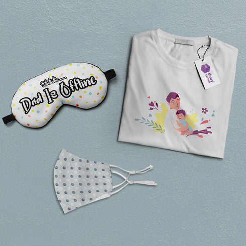 T-Shirt, Eye Mask and Face Mask Fathers Day Gift Combo - Uncommongifts.in