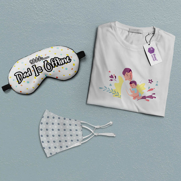 T-Shirt, Eye Mask and Face Mask Fathers Day Gift Combo - Uncommongifts.in