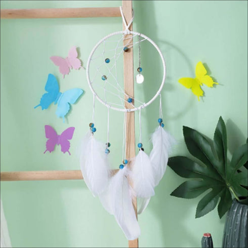 White feathers led dreamcatcher - Uncommongifts.in
