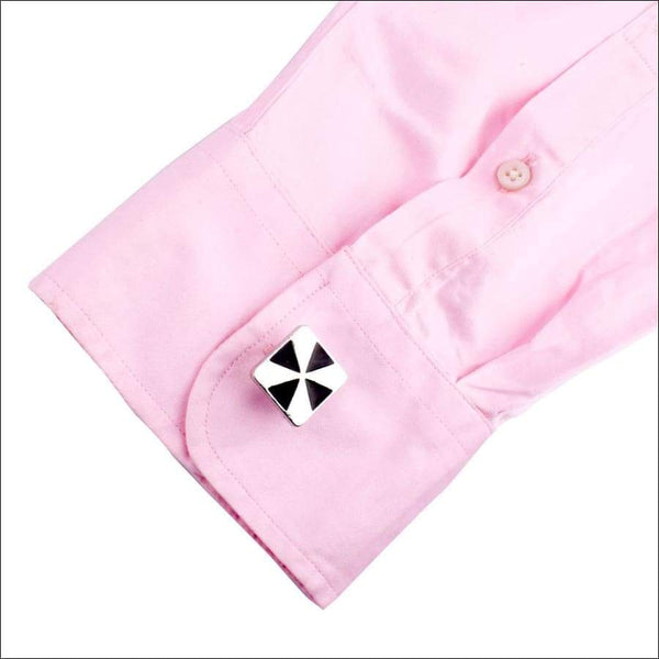 Aldrich Silver Black Triangular Cufflinks - Uncommongifts.in