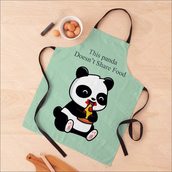 Crazy corner this panda doesn't share food printed canvas cotton kitchen apron - Uncommongifts.in