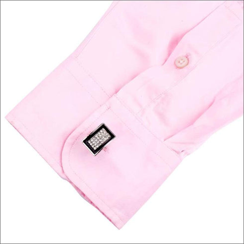 Blingy Black Rhinestone Rectangular Cufflinks - Uncommongifts.in