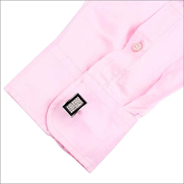 Blingy Black Rhinestone Rectangular Cufflinks - Uncommongifts.in