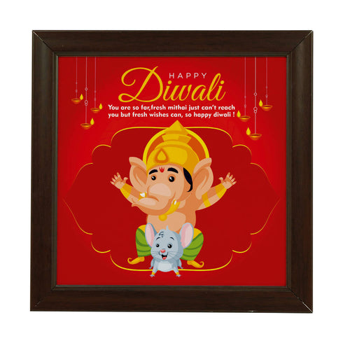 Lord Ganesha Idol Candle Frame Cushion Diwali Combo - Uncommongifts.in