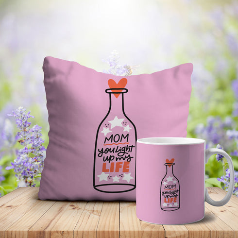 Mom You Light up My Life Printed cushion mug combo - Uncommongifts.in