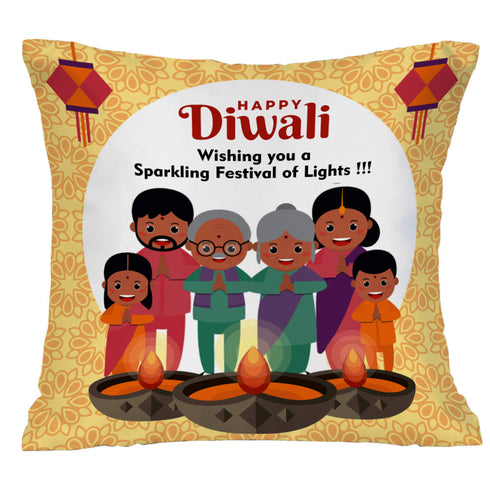 Lord Ganesha Idol Candle Frame Cushion Diwali Combo - Uncommongifts.in