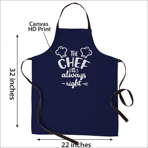 Crazy corner the chef is always right printed canvas cotton kitchen apron - Uncommongifts.in