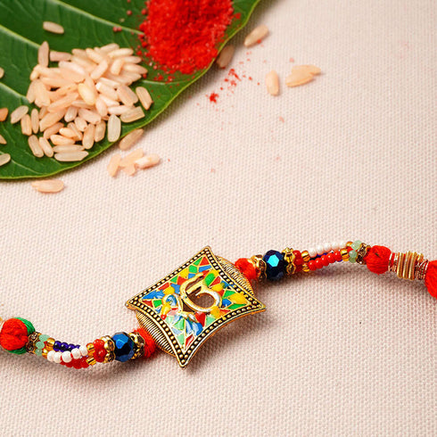 Multi- Colored Mosaic Om Rakhi - Uncommongifts.in