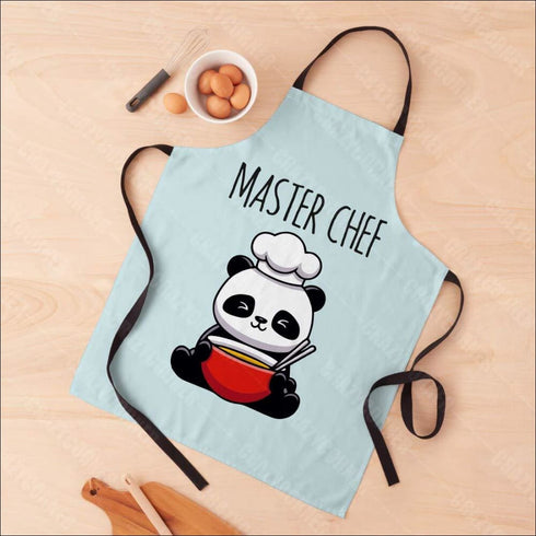 Crazy corner master chef panda printed canvas cotton kitchen apron - Uncommongifts.in