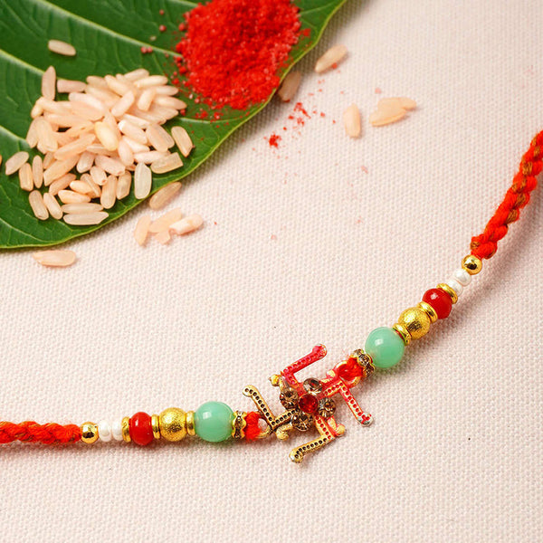 Beaded Swastika Rakhi - Uncommongifts.in