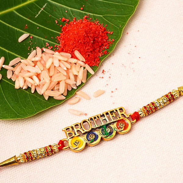 Flower Design Brother Text Rakhi - Uncommongifts.in
