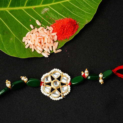 Crystal Star Green Stone Rakhi - Uncommongifts.in