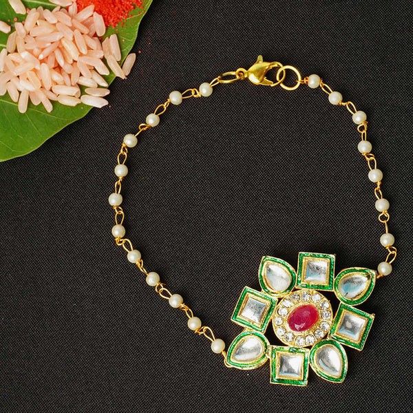 White Stone Flower Rakhi - Uncommongifts.in