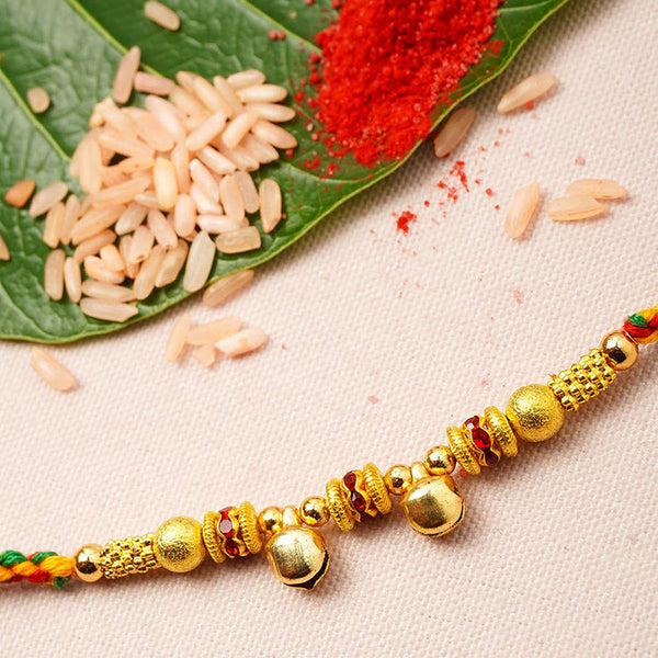 Gold Bead Rakhi - Uncommongifts.in