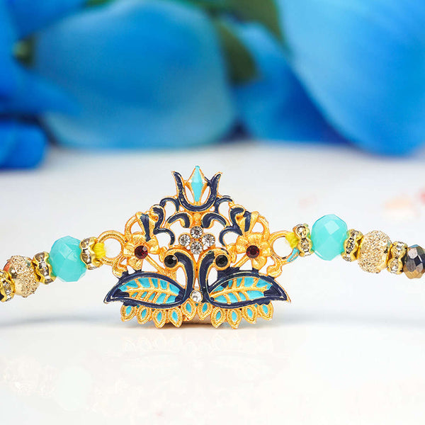 Delicate Floral Mor Pankh Design Rakhi - Uncommongifts.in