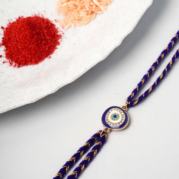 Blue Elliptical Evil Eye Rakhi - Uncommongifts.in