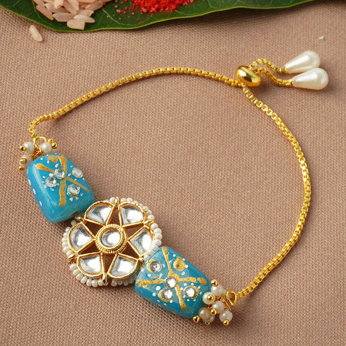 White Flower Stone Rakhi - Uncommongifts.in