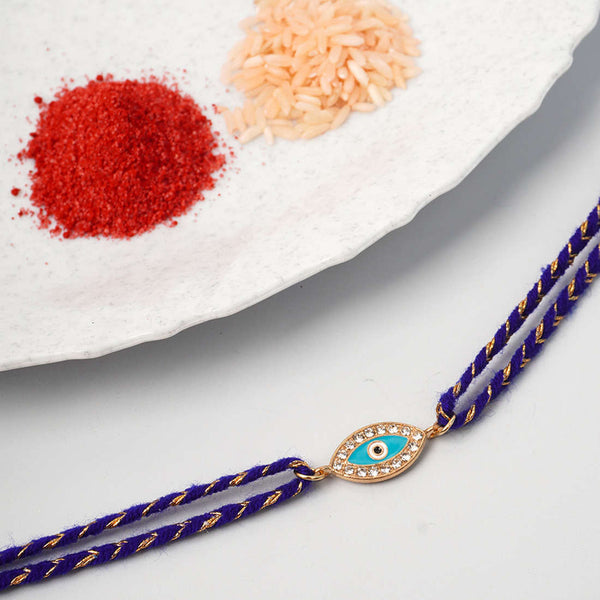 Turquoise Crystal Evil Eye Rakhi - Uncommongifts.in