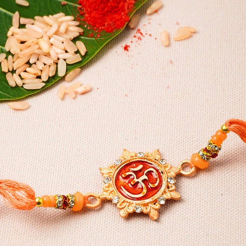 Red Om Mandala Rakhi - Uncommongifts.in