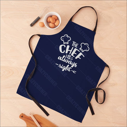 Crazy corner the chef is always right printed canvas cotton kitchen apron - Uncommongifts.in