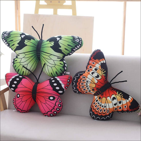 Crazy corner butterfly shape set of 3 velvet plush pillow - Uncommongifts.in