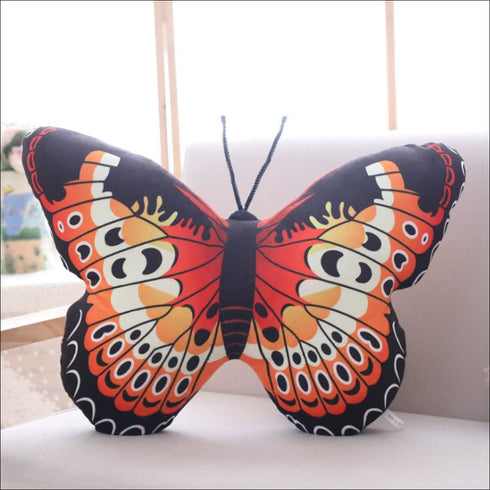 Crazy corner orange & black butterfly shape velvet plush pillow - Uncommongifts.in