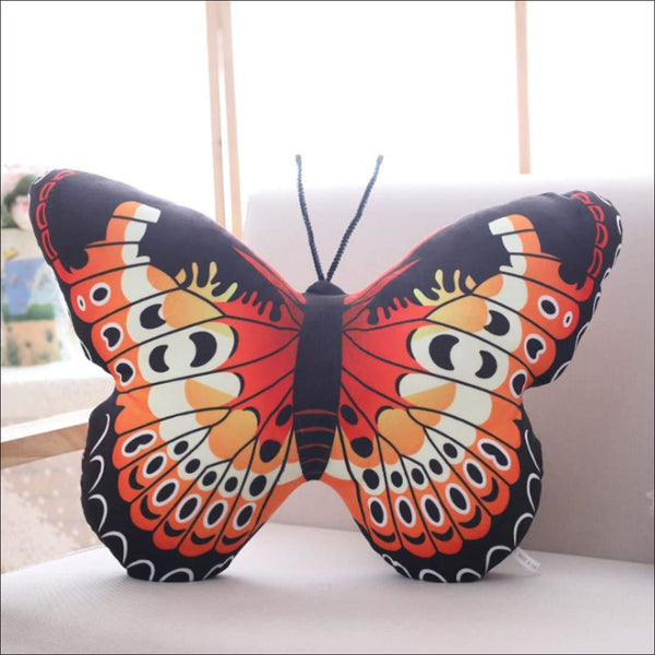 Crazy corner orange & black butterfly shape velvet plush pillow - Uncommongifts.in